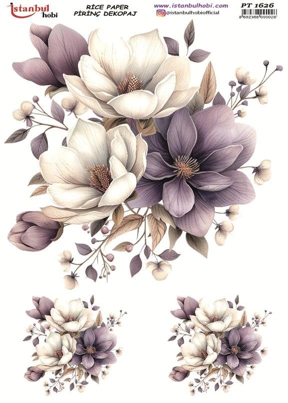 Pirinç Dekopaj Kağıdı 30x42cm PT-1626 Çiçekler