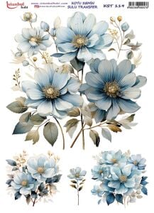 Koyu Zemin Sulu Transfer Kağıdı 25x35cm KST-119 Çiçekler