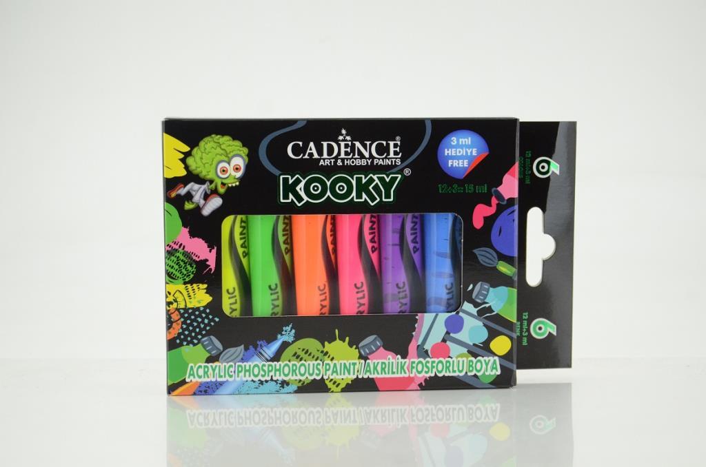Cadence Kooky Fosforlu Akrilik Boya 15ml 6 lı Set