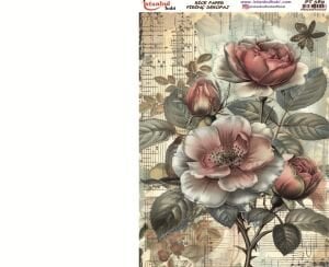 Pirinç Dekopaj Kağıdı 30x42cm PT-589 Gül Çiçek