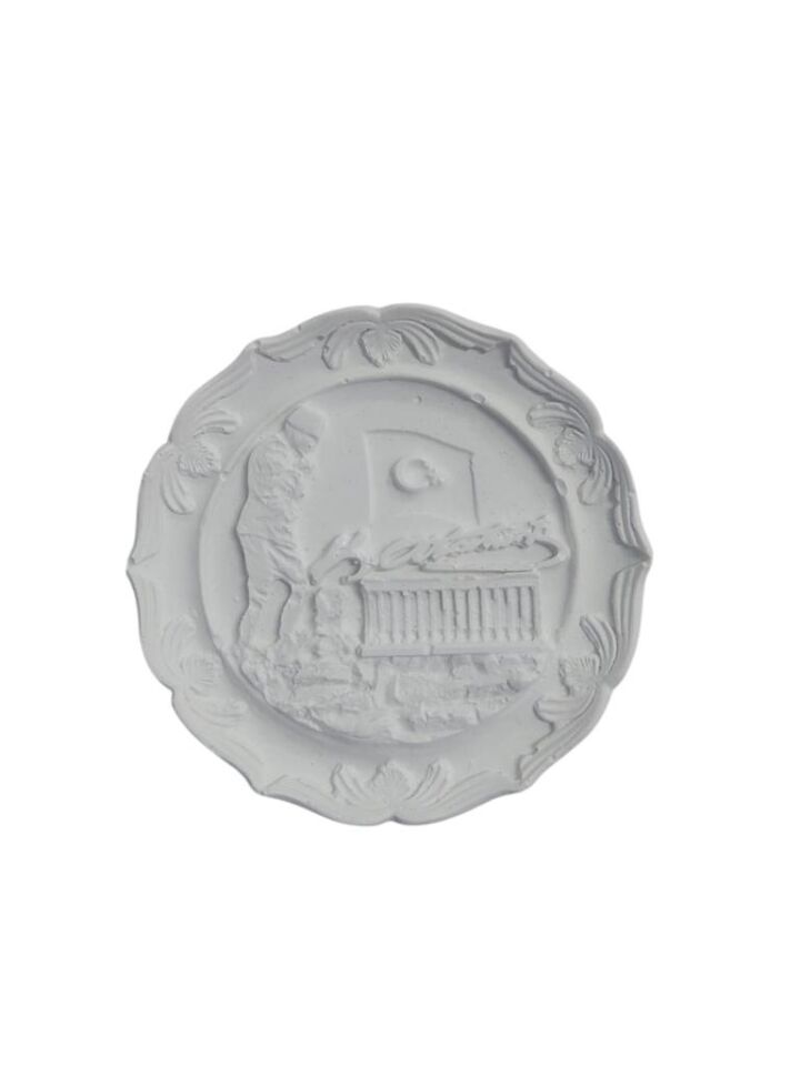 Atatürk İmzalı ve Anıtkabir Türk Bayrağı Tabak 10x10cm