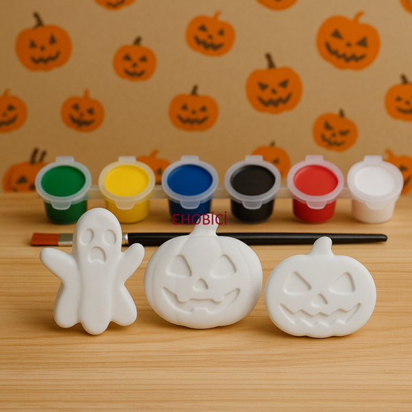 Ehobici Taş Boyama Seti Halloween Cadılar Bayramı 6 Renk Akrilik Boya 5ml + Fırça