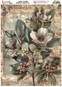 Pirinç Dekopaj Kağıdı 30x42cm PT-521 Çiçek