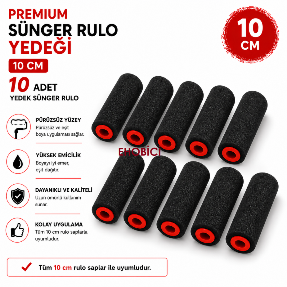Premium Sünger Rulo Yedeği 10CM 10'lu Yedek Sünger