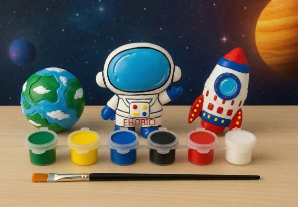 Ehobici Taş Boyama Uzay Seti 6 Renk Akrilik Boya 5ml + Fırça