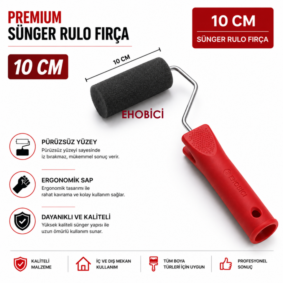 Premium Sünger Rulo Fırça 10CM