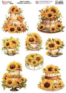 Pirinç Dekopaj Kağıdı 30x42cm PT-1460 Ayçiçeği