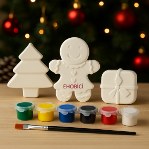 Ehobici Taş Boyama Yeniyıl Yılbaşı Seti 6 Renk Akrilik Boya 5ml + Fırça