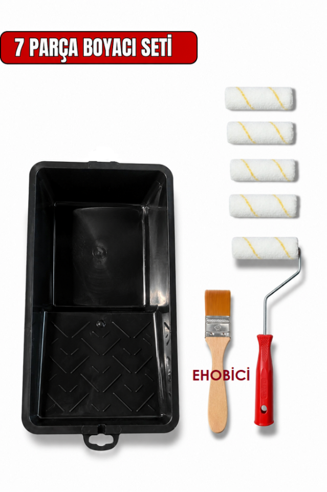 Ehobici 7 Parça Boyacı Seti Saten Rulo Parmak Rulo