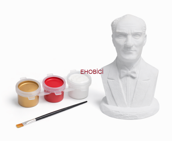 Ehobici Taş Boyama Seti Atatürk Büst 3 Renk Akrilik Boya 5ml + Fırça