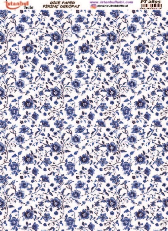 Pirinç Dekopaj Kağıdı 30x42cm PT-2895 Mavi Çiçek