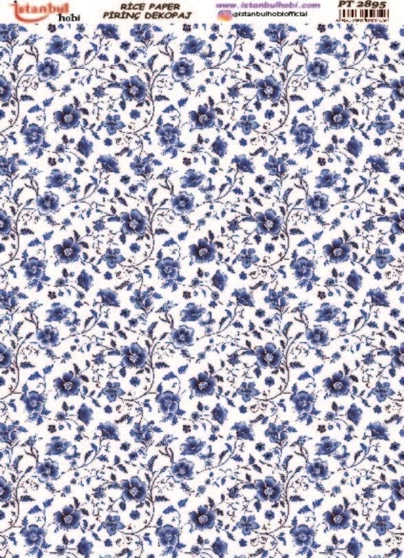 Pirinç Dekopaj Kağıdı 30x42cm PT-2895 Mavi Çiçek