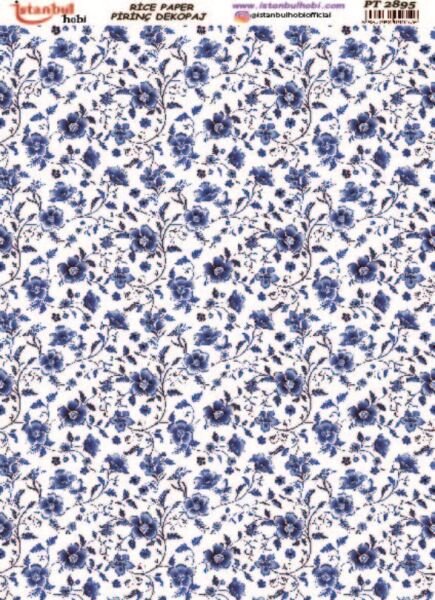 Pirinç Dekopaj Kağıdı 30x42cm PT-2895 Mavi Çiçek