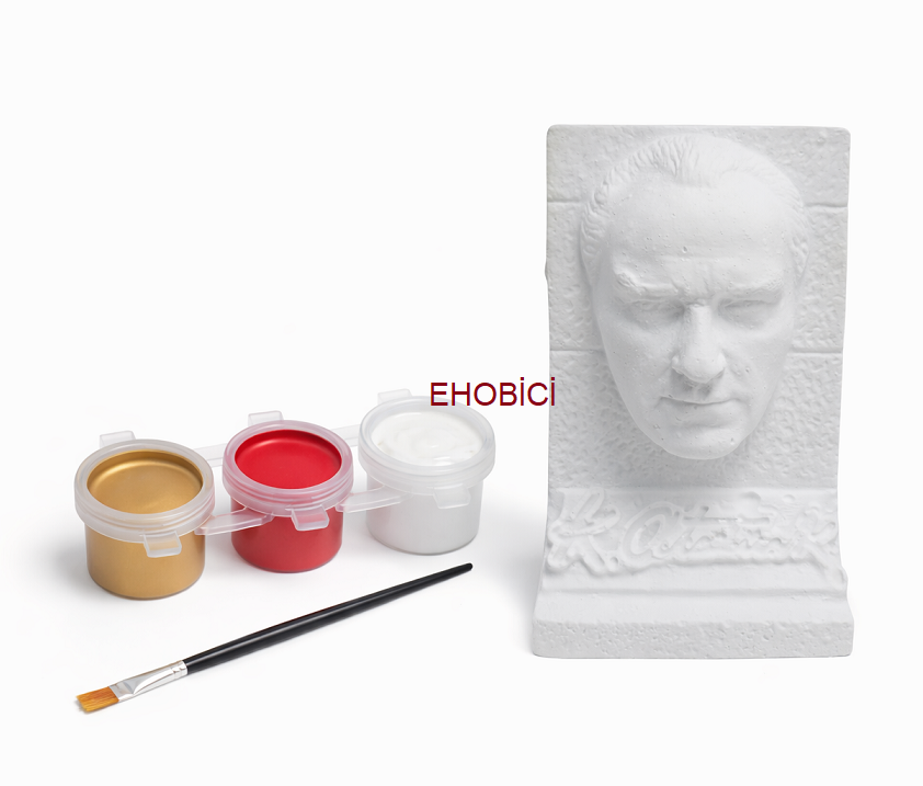 Ehobici Taş Boyama Seti Atatürk Büst 3 Renk Akrilik Boya 5ml + Fırça