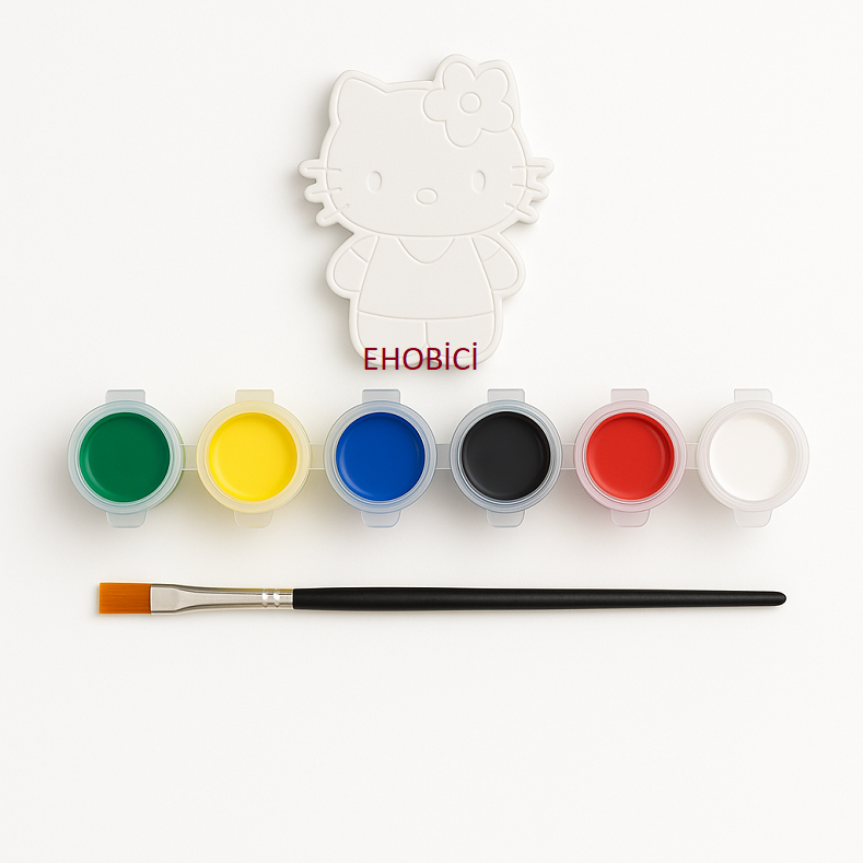 Ehobici Taş Boyama Seti Hello Kitty 6 Renk Akrilik Boya 5ml + Fırça
