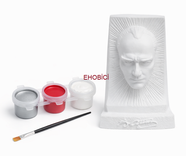 Ehobici Taş Boyama Seti Atatürk Büst 3 Renk Akrilik Boya 5ml + Fırça