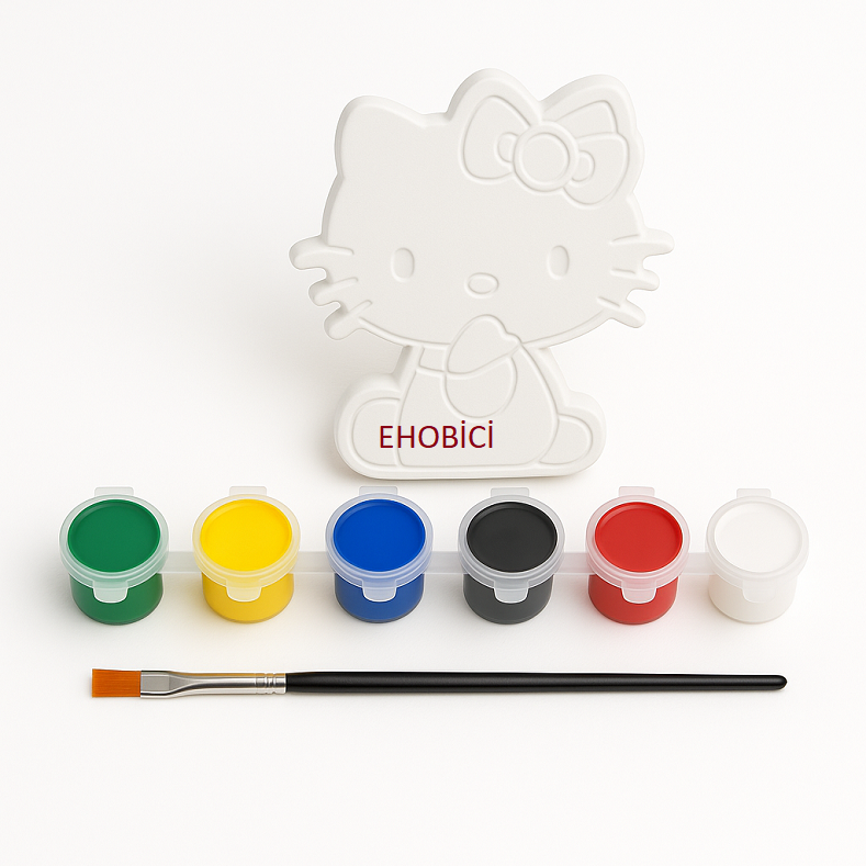 Ehobici Taş Boyama Seti Hello Kitty 6 Renk Akrilik Boya 5ml + Fırça