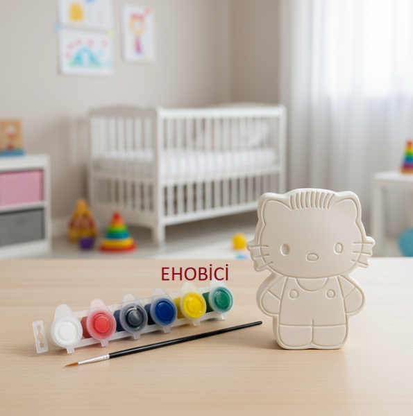Ehobici Taş Boyama Seti Hello Kitty 6 Renk Akrilik Boya 5ml + Fırça