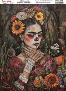 Pirinç Dekopaj Kağıdı 30x42cm PT-2601 Frida Kahlo