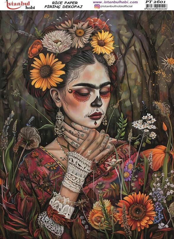 Pirinç Dekopaj Kağıdı 30x42cm PT-2601 Frida Kahlo
