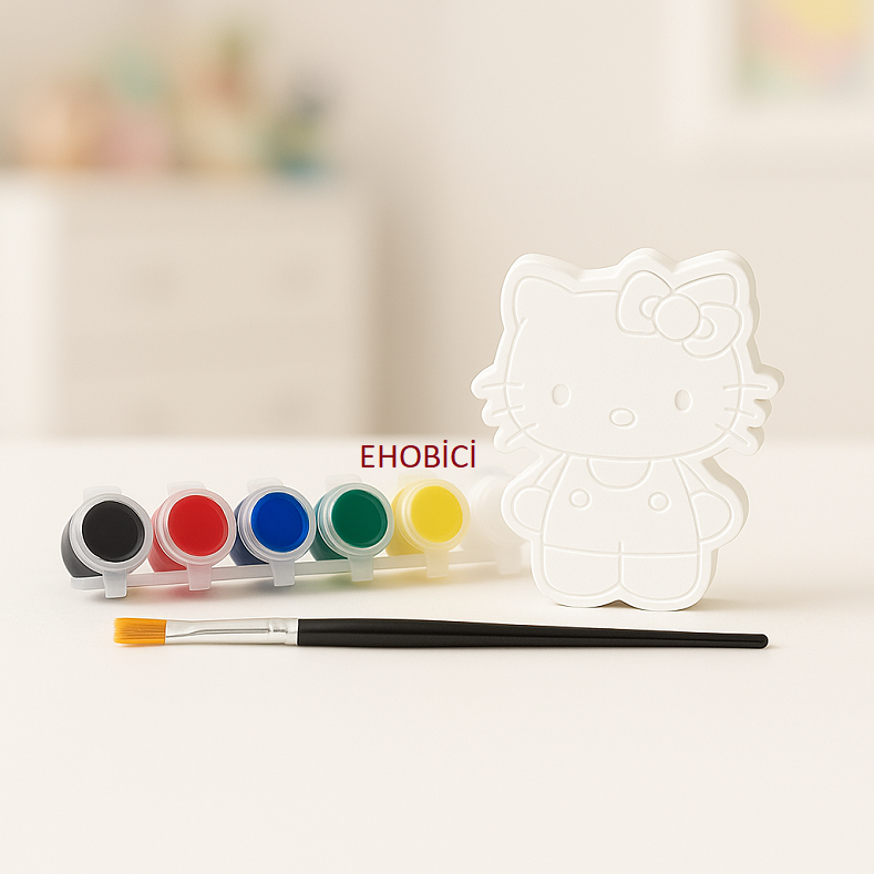 Ehobici Taş Boyama Seti Hello Kitty 6 Renk Akrilik Boya 5ml + Fırça