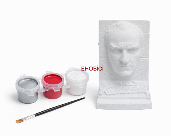 Ehobici Taş Boyama Seti Atatürk Büst 3 Renk Akrilik Boya 5ml + Fırça