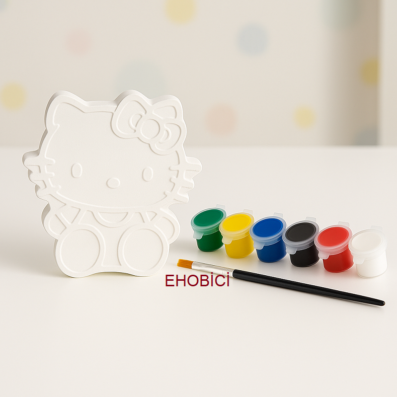 Ehobici Taş Boyama Seti Hello Kitty 6 Renk Akrilik Boya 5ml + Fırça