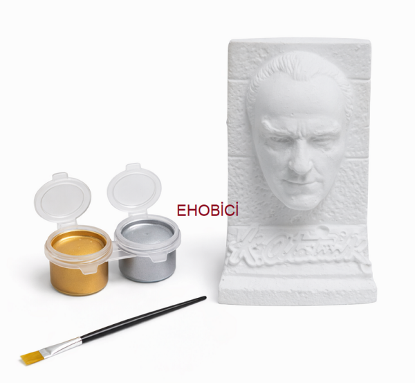 Ehobici Taş Boyama Seti Atatürk Büst 2 Renk Metalik Akrilik Boya 5ml + Fırça