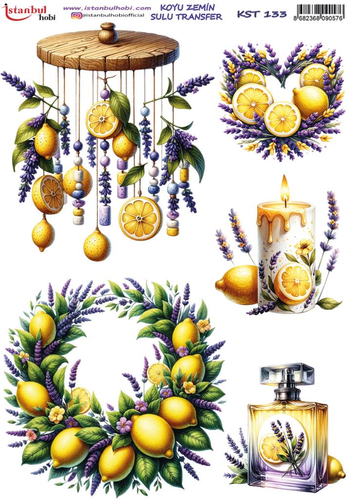 Koyu Zemin Sulu Transfer Kağıdı 25x35cm KST-133 Limon