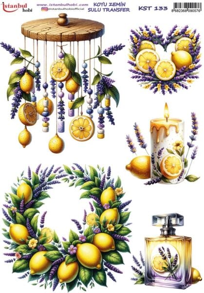 Koyu Zemin Sulu Transfer Kağıdı 25x35cm KST-133 Limon