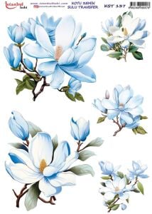 Koyu Zemin Sulu Transfer Kağıdı 25x35cm KST-137 Çiçek