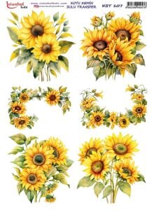 Koyu Zemin Sulu Transfer Kağıdı 25x35cm KST-107 Ayçiçeği