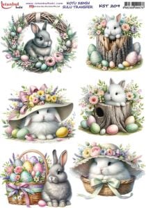 Koyu Zemin Sulu Transfer Kağıdı 25x35cm KST-209 Tavşan