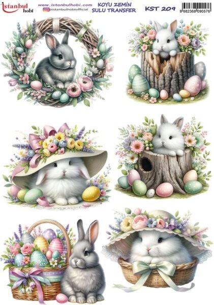 Koyu Zemin Sulu Transfer Kağıdı 25x35cm KST-209 Tavşan