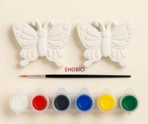 Ehobici Taş Boyama Seti Kelebekler 6 Renk Akrilik Boya 5ml + Fırça