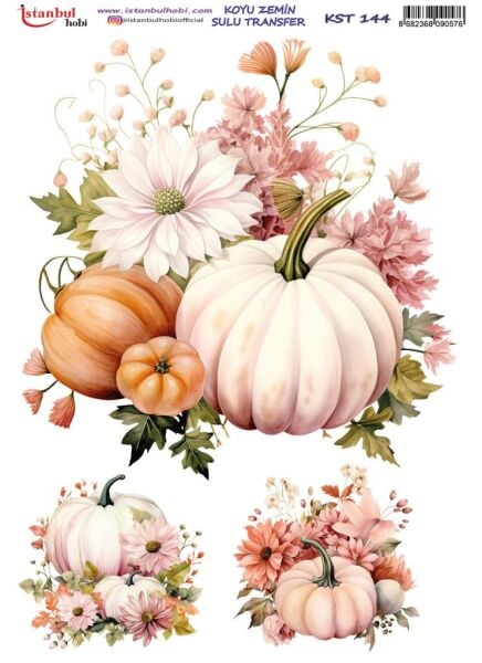 Koyu Zemin Sulu Transfer Kağıdı 25x35cm KST-144 Bal Kabağı