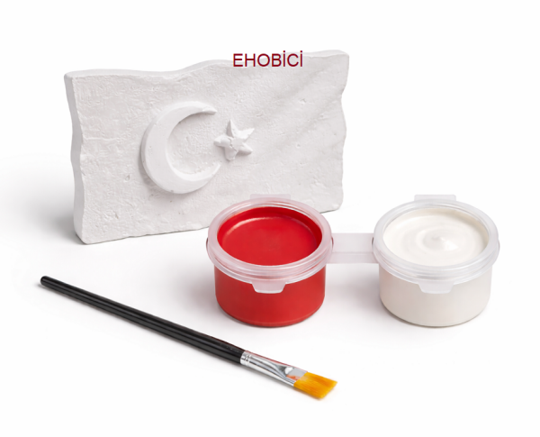 Ehobici Taş Boyama Seti Türk Bayrağı 2 Renk Akrilik Boya 3ml + Fırça