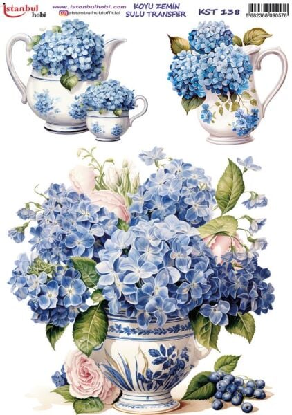 Koyu Zemin Sulu Transfer Kağıdı 25x35cm KST-138 Çiçek