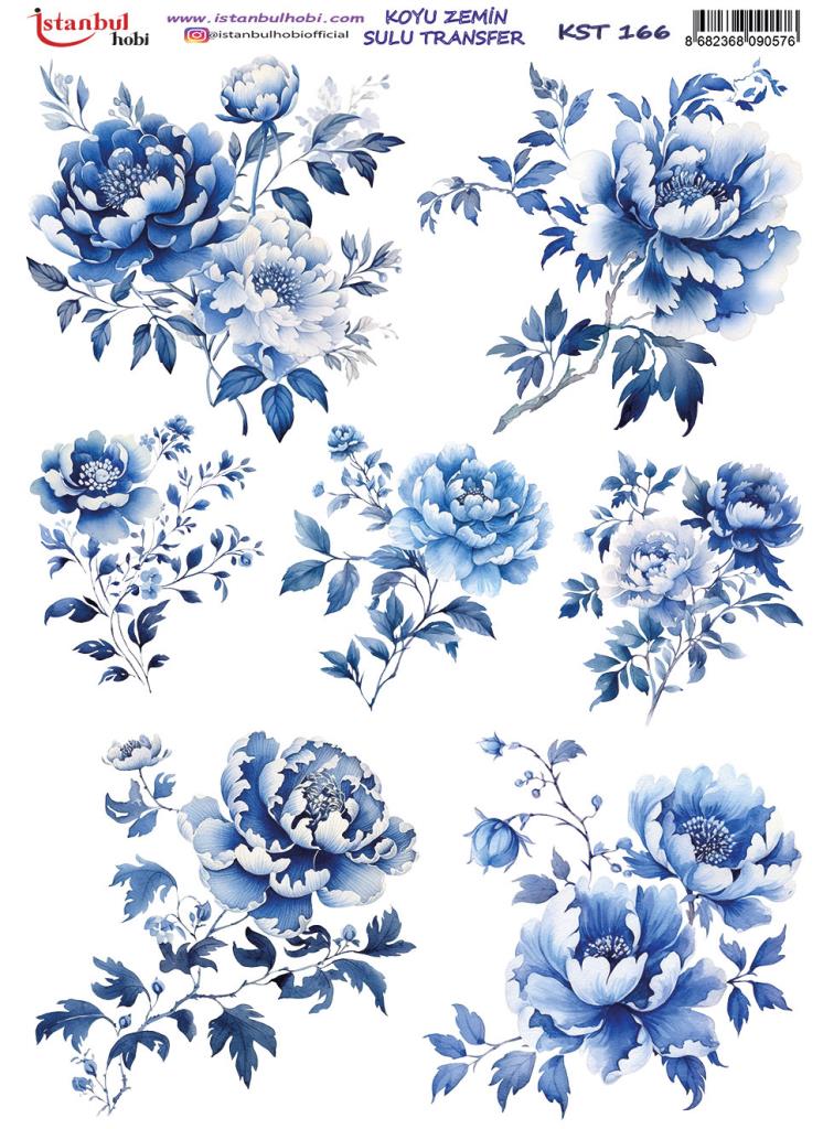 Koyu Zemin Sulu Transfer Kağıdı 25x35cm KST-166 Çiçek