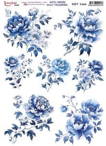 Koyu Zemin Sulu Transfer Kağıdı 25x35cm KST-166 Çiçek