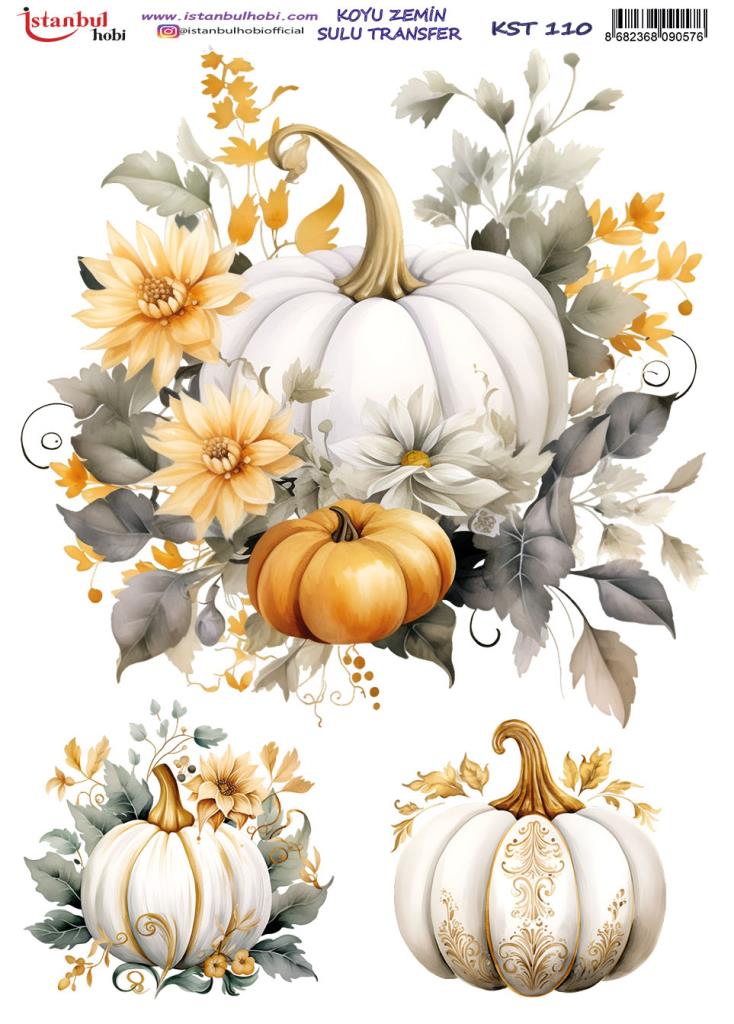 Koyu Zemin Sulu Transfer Kağıdı 25x35cm KST-110 Bal Kabağı