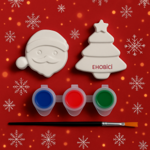 Ehobici Taş Boyama Seti Yılbaşı 3 Renk Akrilik Boya 5ml + Fırça
