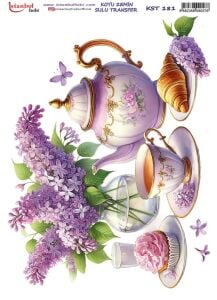 Koyu Zemin Sulu Transfer Kağıdı 25x35cm KST-181 Fincan Çiçek Çay