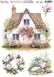 Koyu Zemin Sulu Transfer Kağıdı 25x35cm KST-239 Ev Çiçek