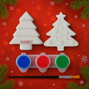 Ehobici Taş Boyama Seti Çam Ağacı 3 Renk Akrilik Boya 5ml + Fırça