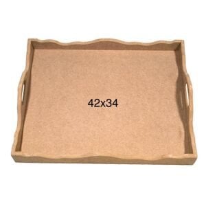 Ahşap Dikdörtgen Dalgalı Tepsi 42x34cm T717