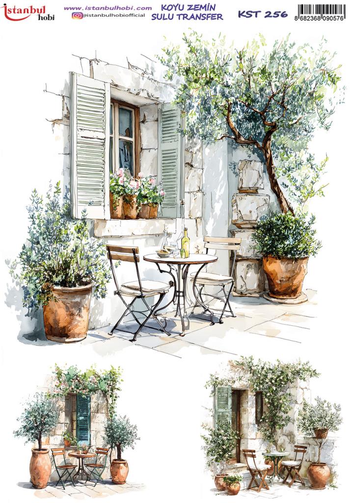 Koyu Zemin Sulu Transfer Kağıdı 25x35cm KST-256 Masa Sandalye Çiçek