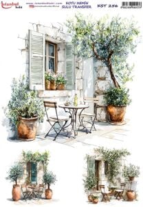 Koyu Zemin Sulu Transfer Kağıdı 25x35cm KST-256 Masa Sandalye Çiçek