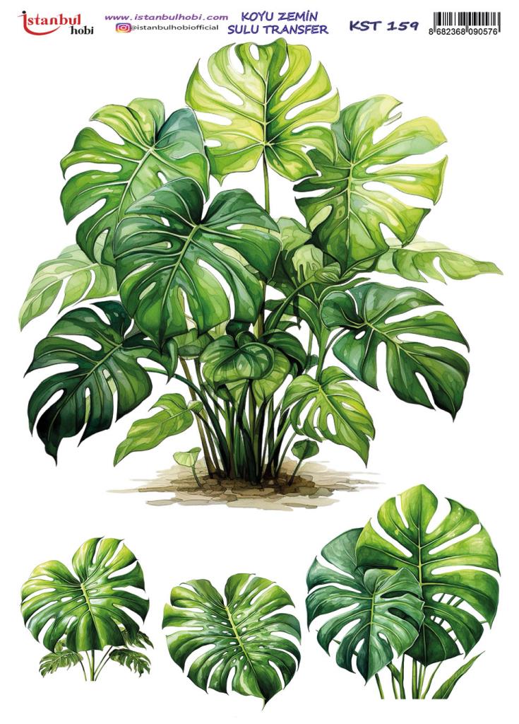 Koyu Zemin Sulu Transfer Kağıdı 25x35cm KST-159 Yaprak