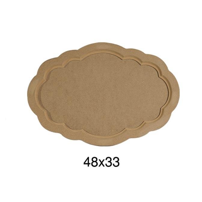 Dalgalı Ahşap Büyük Tepsi 48x33cm T690